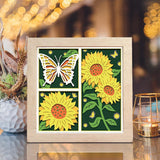 Butterfly Sunflower 2 – Paper Cut Light Box File - Cricut File - 8x8 inches - LightBoxGoodMan