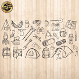 Camping Doodle Set - Cricut File - Svg, Png, Dxf, Eps - LightBoxGoodMan - LightboxGoodman