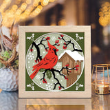 Cardinal In Winter – Paper Cut Light Box File - Cricut File - 8x8 inches - LightBoxGoodMan