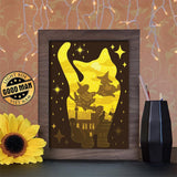 Cat And Witch - Paper Cutting Light Box - LightBoxGoodman - LightboxGoodman