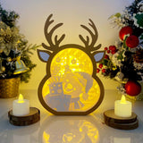 Christmas Bear - Paper Cut Reindeer Light Box File - Cricut File - 24,4x17cm - LightBoxGoodMan