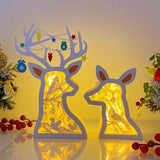 Christmas Bird - Paper Cut Deer Couple Light Box File - Cricut File - 10,4x7 inches - LightBoxGoodMan - LightboxGoodman