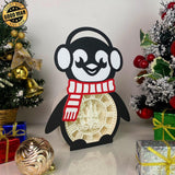 Christmas Clock - Paper Cut Penguin Light Box File - Cricut File - 25x20cm - LightBoxGoodMan - LightboxGoodman