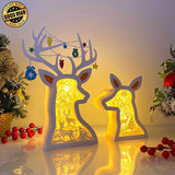 Christmas Deer 2 - Paper Cut Deer Couple Light Box File - Cricut File - 10,4x7 inches - LightBoxGoodMan - LightboxGoodman