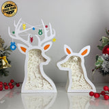 Christmas Deer 2 - Paper Cut Deer Couple Light Box File - Cricut File - 10,4x7 inches - LightBoxGoodMan - LightboxGoodman