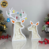 Christmas Deer 2 - Paper Cut Deer Couple Light Box File - Cricut File - 10,4x7 inches - LightBoxGoodMan - LightboxGoodman