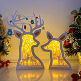 Christmas Deer - Paper Cut Deer Couple Light Box File - Cricut File - 10,4x7 inches - LightBoxGoodMan - LightboxGoodman