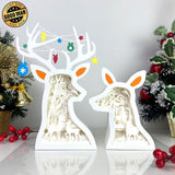 Christmas Deer - Paper Cut Deer Couple Light Box File - Cricut File - 10,4x7 inches - LightBoxGoodMan - LightboxGoodman