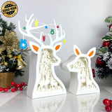 Christmas Deer - Paper Cut Deer Couple Light Box File - Cricut File - 10,4x7 inches - LightBoxGoodMan - LightboxGoodman