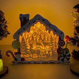 Christmas Deer - Paper Cut Gingerbread House Light Box File - Cricut File - 7x9 Inches - LightBoxGoodMan - LightboxGoodman