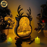 Christmas Deer - Paper Cut Reindeer Light Box File - Cricut File - 24,4x17cm - LightBoxGoodMan - LightboxGoodman