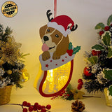 Christmas Dog - Paper Cut Pet Light Box File - Xmas Dog Motif - Cricut File - 11x6 Inches - LightBoxGoodMan - LightboxGoodman