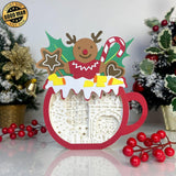 Christmas Fire - Paper Cut Hot Cocoa Light Box File - Gingerbread Motif - Cricut File - 8x7 inches - LightBoxGoodMan - LightboxGoodman