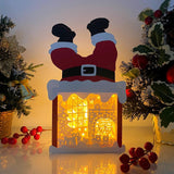 Christmas Fire - Paper Cut Santa Light Box File - Cricut File - 28,4x14,7cm - LightBoxGoodMan - LightboxGoodman