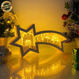 Christmas Fireplace - Paper Cut Star Light Box File - Cricut File - 28x13.7cm - LightBoxGoodMan - LightboxGoodman