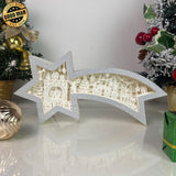 Christmas Fireplace - Paper Cut Star Light Box File - Cricut File - 28x13.7cm - LightBoxGoodMan - LightboxGoodman