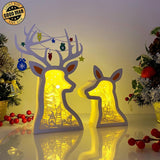 Christmas Gnome - Paper Cut Deer Couple Light Box File - Cricut File - 10,4x7 inches - LightBoxGoodMan - LightboxGoodman