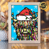 Christmas Highland Cow – Paper Cut Light Box File - Cricut File - 8x10 inches - LightBoxGoodMan - LightboxGoodman