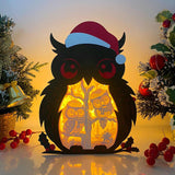 Christmas Owl - Paper Cut Owl Light Box File - Cricut File - 25x20 cm - LightBoxGoodMan - LightboxGoodman