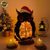 Christmas Owl - Paper Cut Owl Light Box File - Cricut File - 25x20 cm - LightBoxGoodMan - LightboxGoodman