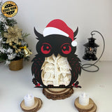 Christmas Owl - Paper Cut Owl Light Box File - Cricut File - 25x20 cm - LightBoxGoodMan - LightboxGoodman