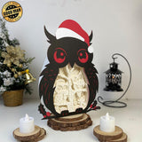 Christmas Owl - Paper Cut Owl Light Box File - Cricut File - 25x20 cm - LightBoxGoodMan - LightboxGoodman