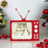 Christmas - Paper Cut Television Light Box File - Cricut File - 8x7 inches - LightBoxGoodMan - LightboxGoodman