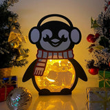 Christmas Penguin 2 - Paper Cut Penguin Light Box File - Cricut File - 25x20cm - LightBoxGoodMan