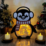 Christmas Penguin - Paper Cut Penguin Light Box File - Cricut File - 25x20cm - LightBoxGoodMan