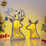 Christmas Snowman - Paper Cut Deer Couple Light Box File - Cricut File - 10,4x7 inches - LightBoxGoodMan - LightboxGoodman