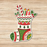 Christmas Sock - Paper 3D Layered File - Cricut File - LightBoxGoodMan - LightboxGoodman