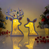 Christmas Village - Paper Cut Deer Couple Light Box File - Cricut File - 10,4x7 inches - LightBoxGoodMan - LightboxGoodman