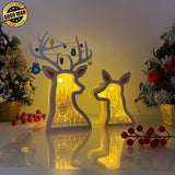 Christmas Village - Paper Cut Deer Couple Light Box File - Cricut File - 10,4x7 inches - LightBoxGoodMan - LightboxGoodman