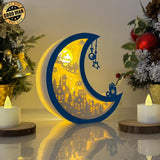 Christmas Village - Paper Cut Moon Light Box File - Cricut File - 16x16cm - LightBoxGoodMan - LightboxGoodman