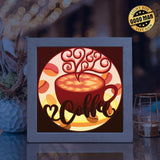 Coffee – Paper Cut Light Box File - Cricut File - 8x8 inches - LightBoxGoodMan - LightboxGoodman