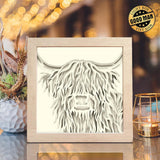 Colorful Highland Cow – Paper Cut Light Box File - Cricut File - 8x8 inches - LightBoxGoodMan - LightboxGoodman