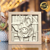 Colorful Pig – Paper Cut Light Box File - Cricut File - 8x8 inches - LightBoxGoodMan - LightboxGoodman