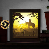 Cowboy 2 – Paper Cut Light Box File - Cricut File - 20x20cm - LightBoxGoodMan - LightboxGoodman