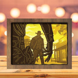 Cowboy Battle - Paper Cutting Light Box - LightBoxGoodman