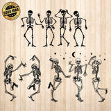 Dancing Skeletons - Cricut File - Svg, Png, Dxf, Eps - LightBoxGoodMan - LightboxGoodman