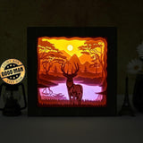 Deer 3 Square – Paper Cut Light Box File - Cricut File - 8x8 inches - LightBoxGoodMan - LightboxGoodman