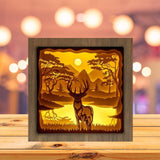 Deer 3 Square - Paper Cutting Light Box - LightBoxGoodman - LightboxGoodman