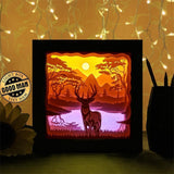 Deer 3 Square - Paper Cutting Light Box - LightBoxGoodman - LightboxGoodman