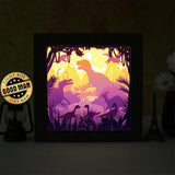 Dinosaurs 1 Square – Paper Cut Light Box File - Cricut File - 8x8 inches - LightBoxGoodMan - LightboxGoodman