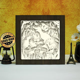 Dinosaurs 1 Square – Paper Cut Light Box File - Cricut File - 8x8 inches - LightBoxGoodMan - LightboxGoodman