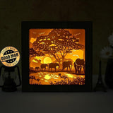 Elephant 1 Square – Paper Cut Light Box File - Cricut File - 8x8 inches - LightBoxGoodMan - LightboxGoodman