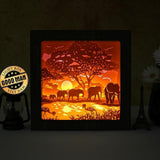 Elephant 1 Square – Paper Cut Light Box File - Cricut File - 8x8 inches - LightBoxGoodMan - LightboxGoodman