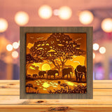 Elephant 1 Square - Paper Cutting Light Box - LightBoxGoodman - LightboxGoodman