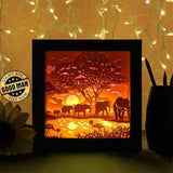 Elephant 1 Square - Paper Cutting Light Box - LightBoxGoodman - LightboxGoodman