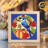 Fall Blue Jay – Paper Cut Light Box File - Cricut File - 8x8 inches - LightBoxGoodMan - LightboxGoodman